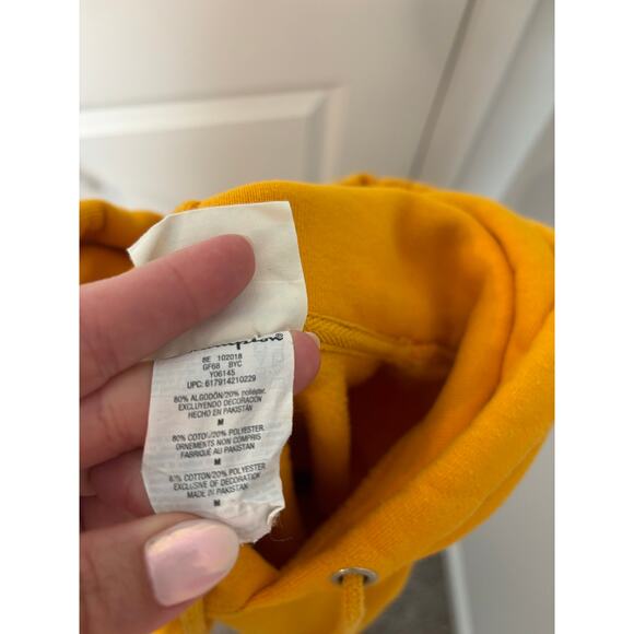 Champion Reverse Weave Pullover Hoodie Gold Yellow Sweatshirt Men’s Medium - Picture 6 of 6